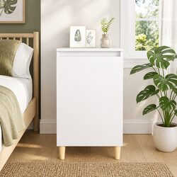 White Engineered Wood Bedside Cabinet 40x35x70cm