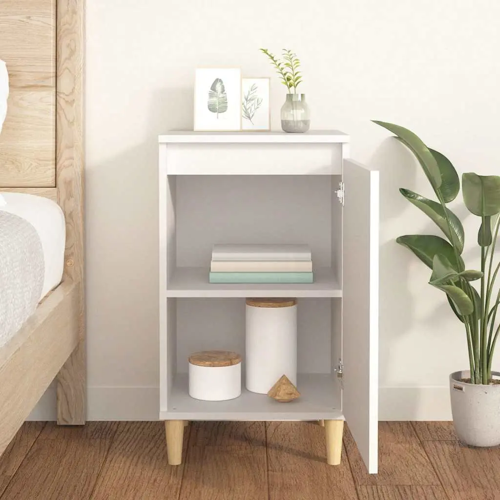 White Bedside Table Storage Nightstand 40x35x70cm with Door Engineered Wood