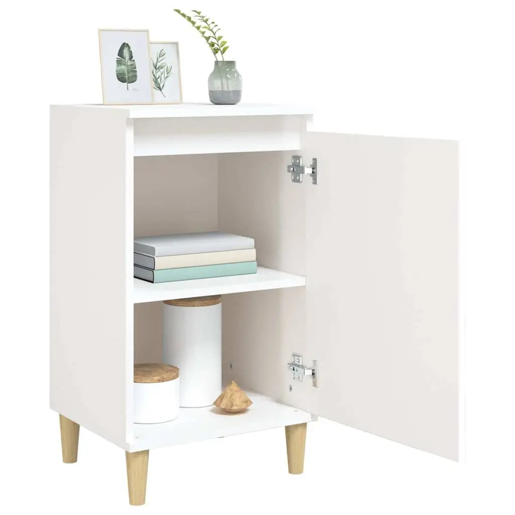 White High Gloss Nightstands 2 Piece Engineered Wood Bedside Cabinets Storage Side Tables
