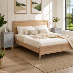 Set of 2 Grey Nightstands, Engineered Wood, 40x35x70 cm
