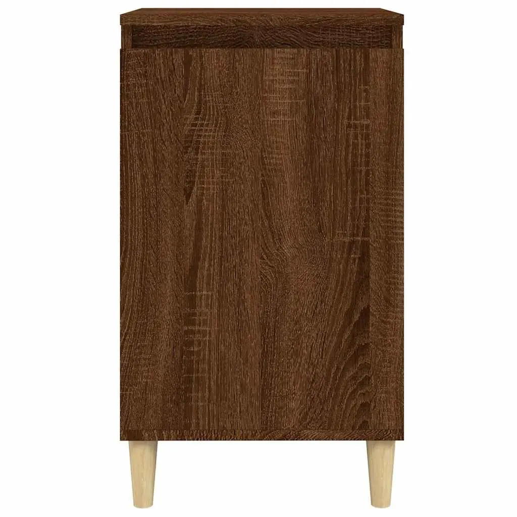 Bedside Cabinet Storage 2 Compartments Brown Oak Engineered Wood Nightstand