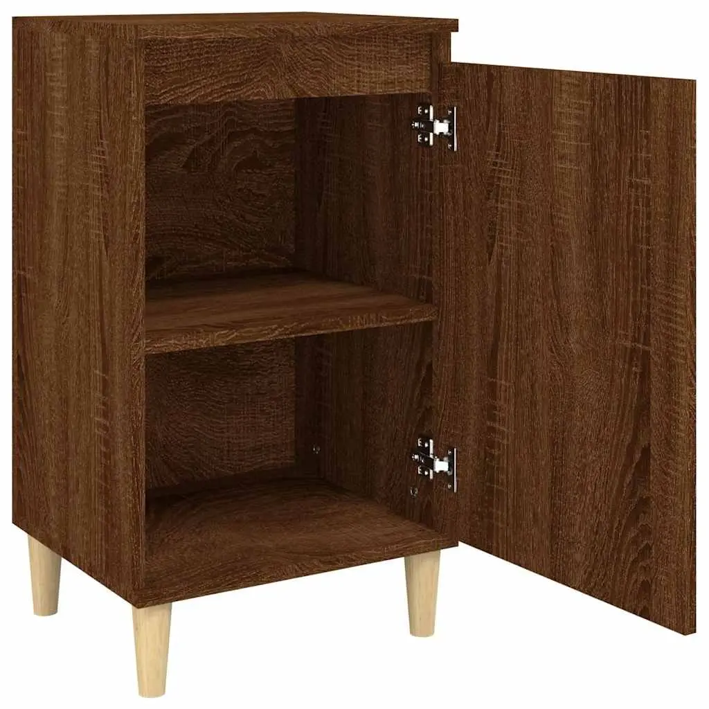 Bedside Cabinet Storage 2 Compartments Brown Oak Engineered Wood Nightstand
