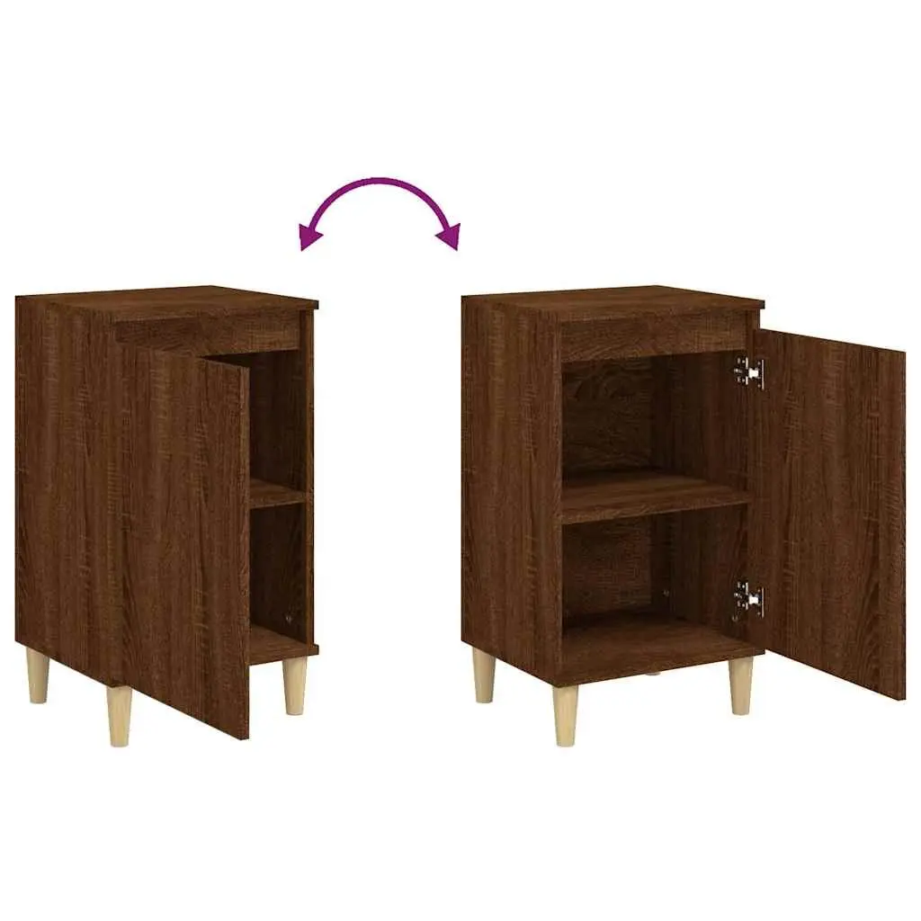 Bedside Cabinet Storage 2 Compartments Brown Oak Engineered Wood Nightstand