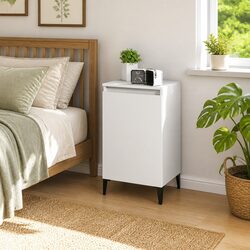 Functional White Nightstand 40x35x70cm Engineered Wood