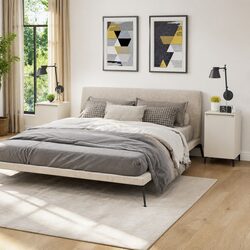2-Door Nightstand Storage Cabinet with Metal Legs