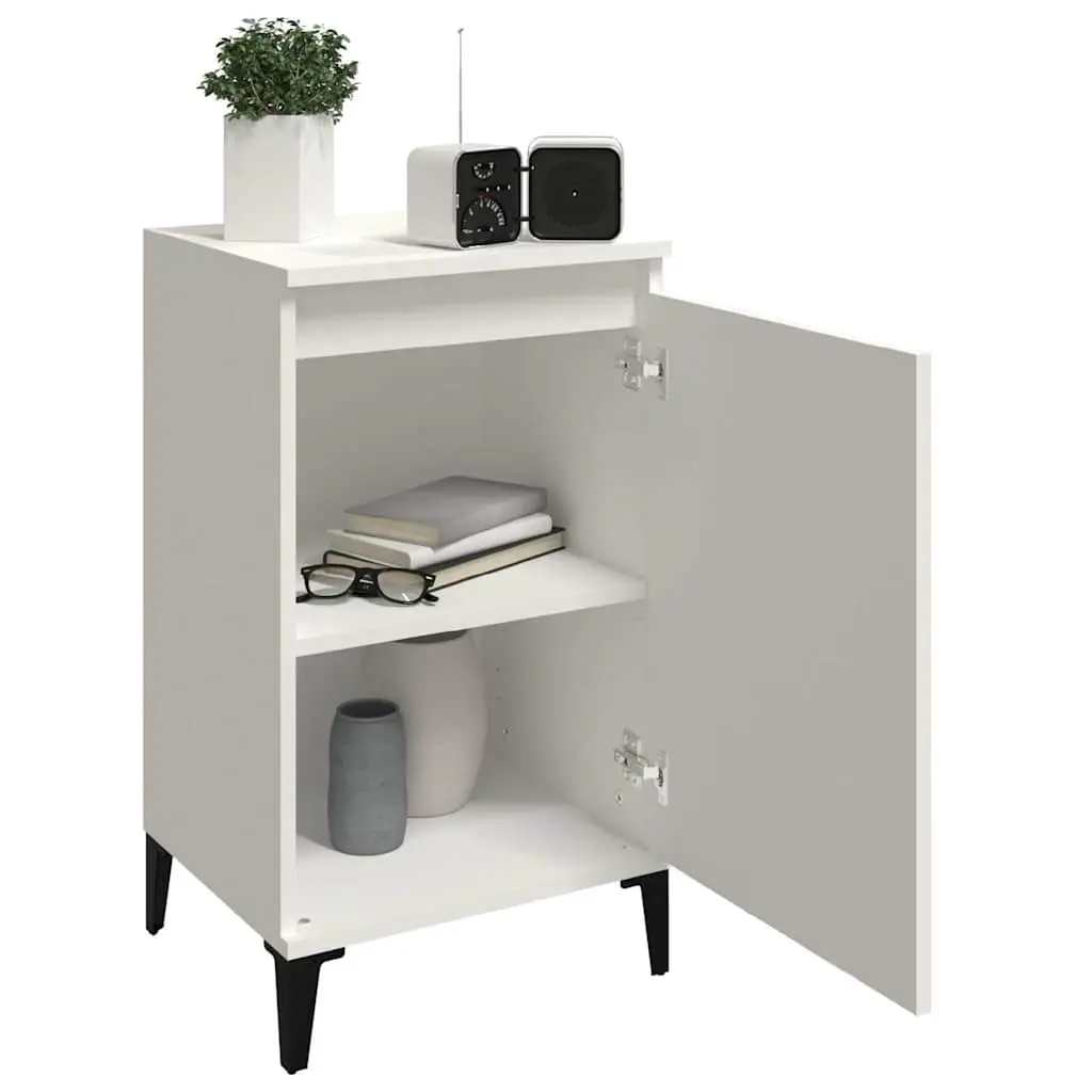Bedside Cabinets 2 pcs White Nightstands Bedroom Storage Cabinet with Door