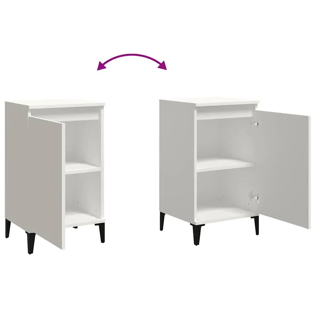 Bedside Cabinets 2 pcs White Nightstands Bedroom Storage Cabinet with Door
