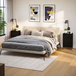 Black Nightstand Set of 2, 40x35x70 cm Engineered Wood