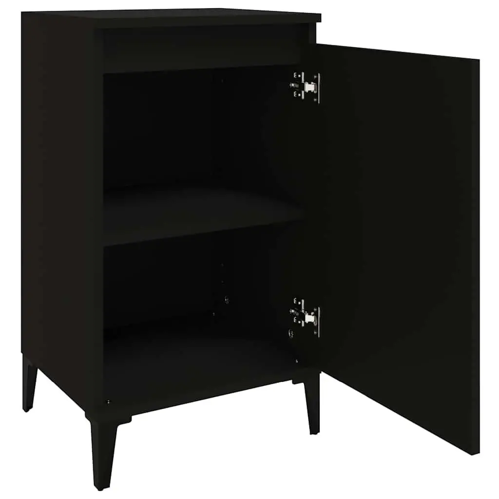 Bedside Cabinets 2 pcs Black Bedside Table Nightstand with Door Storage