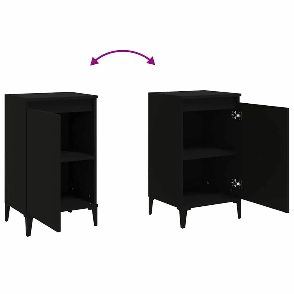 Bedside Cabinets 2 pcs Black Bedside Table Nightstand with Door Storage