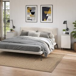 High-Gloss White Bedside Cabinet Set with Metal Legs
