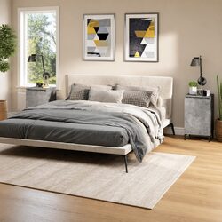 Two-Door Bedside Cabinet in Grey Engineered Wood