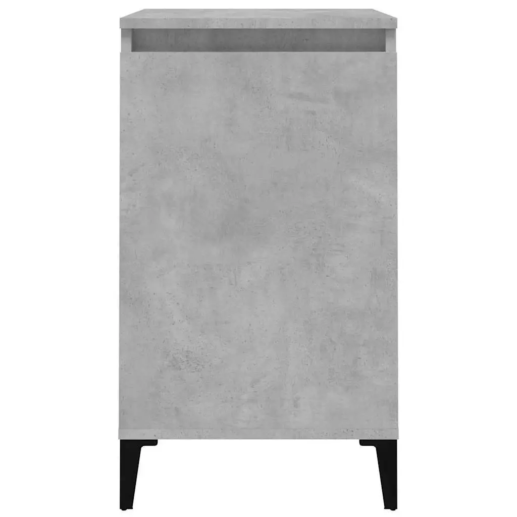 Bedside Cabinets 2 pcs Concrete Grey Nightstands with Door and Metal Legs