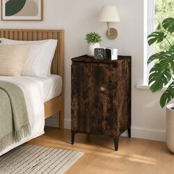 Brown Bedside Cabinet 40x35x70cm Engineered Wood with Metal Legs