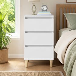 3-Drawer Bedside Cabinet White 40x35x70 cm