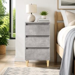 Engineered Wood Bedside Cabinet Grey 3 Drawers 40x35x70 cm