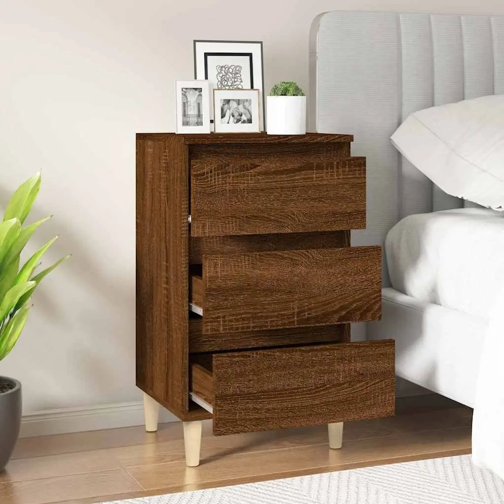 Bedside Cabinet Storage 3 Drawer 40x35x70 cm Brown Oak