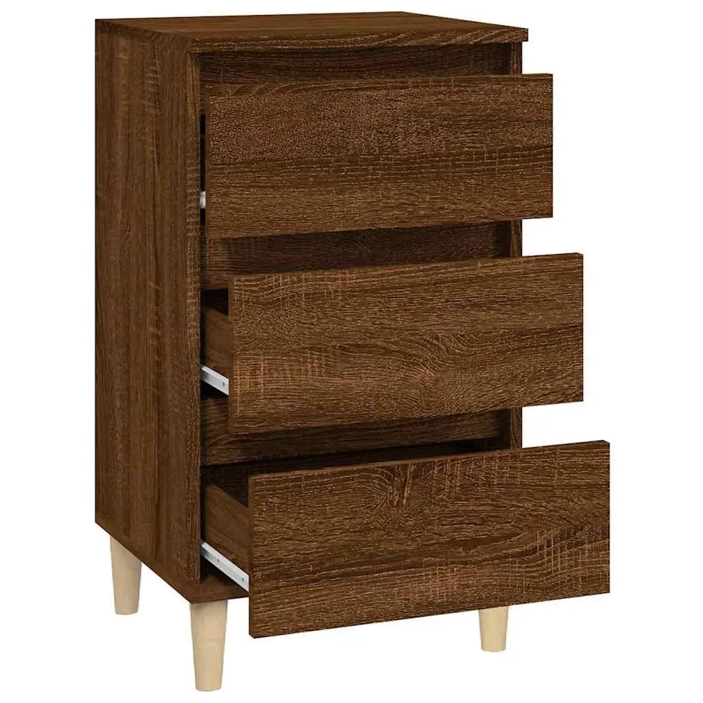 Bedside Cabinet Storage 3 Drawer 40x35x70 cm Brown Oak