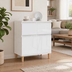 White High Gloss Sideboard Storage Cabinet 60x35x70cm