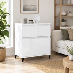 White Sideboard Storage Cabinet 60x35x70cm High Gloss