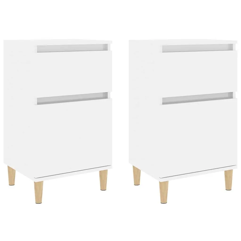 Bedside Cabinets High Gloss White 2 Piece Nightstand Storage Furniture Set