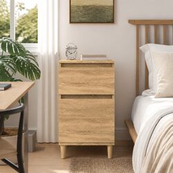Functional Brown Bedside Nightstand with Storage