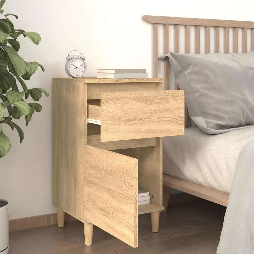 Bedside Table Storage Cabinet Brown 40 x 35 x 70 cm