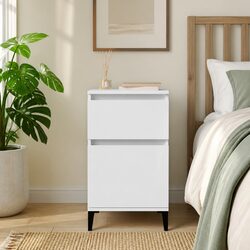 High Gloss White Bedside Cabinet with Ample Storage