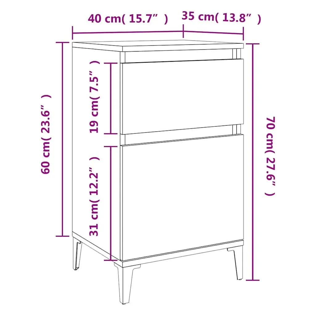 Bedside Table Storage Drawer Brown Engineered Wood Bedroom Furniture