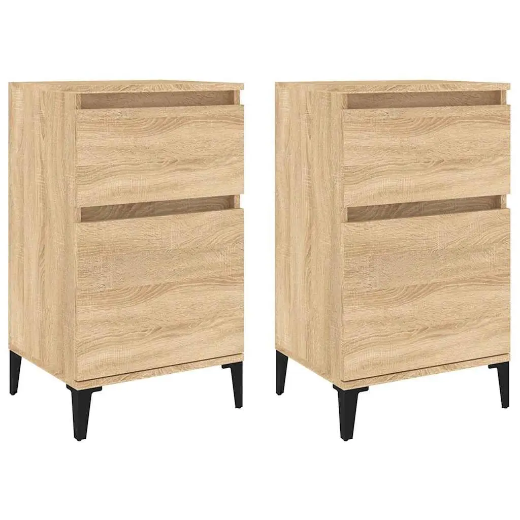 Bedside Cabinets Storage Organiser 40x35x70 cm Brown Set of 2