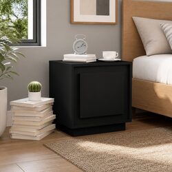 Black Engineered Wood Bedside Cabinet 44x35x45cm