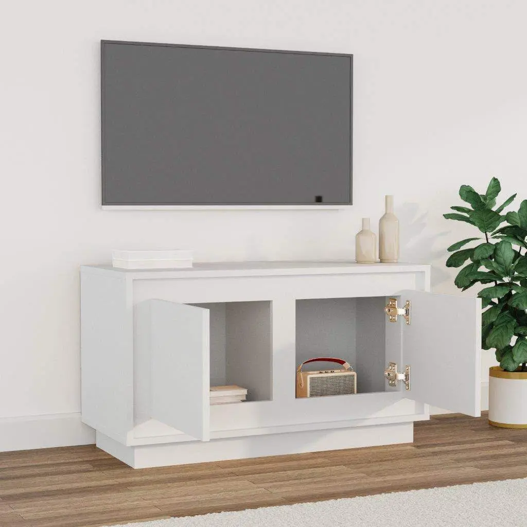 White Engineered Wood TV Stand Media Unit Storage 80x35x45cm