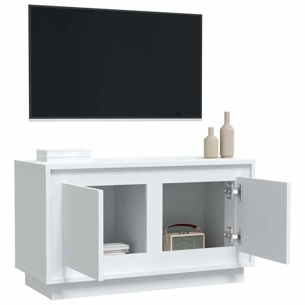 White Engineered Wood TV Stand Media Unit Storage 80x35x45cm