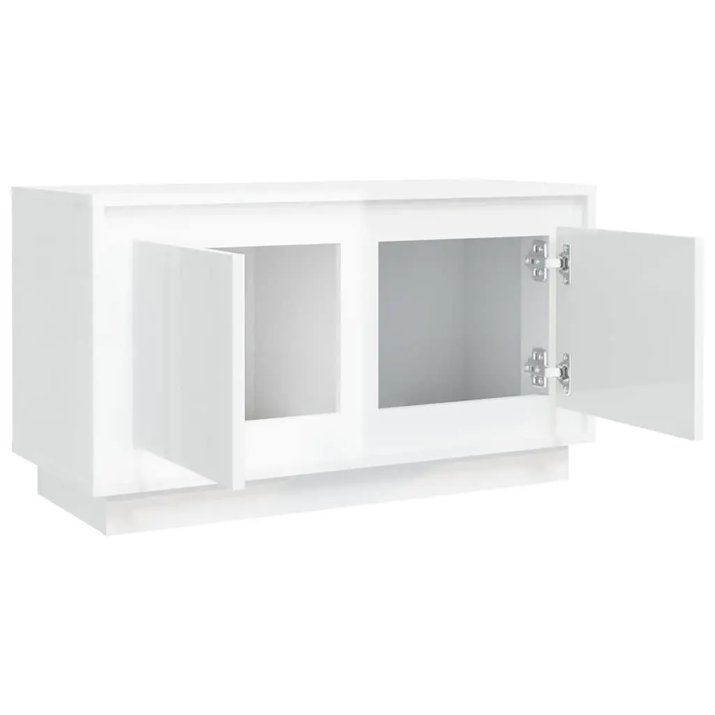 White High Gloss TV Cabinet Engineered Wood Media Storage Unit 80x35x45cm
