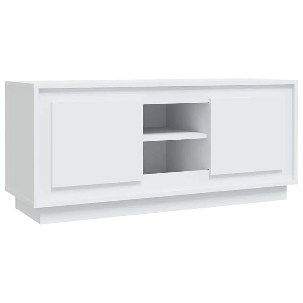 TV Cabinet Engineered Wood Storage Unit 102cm White