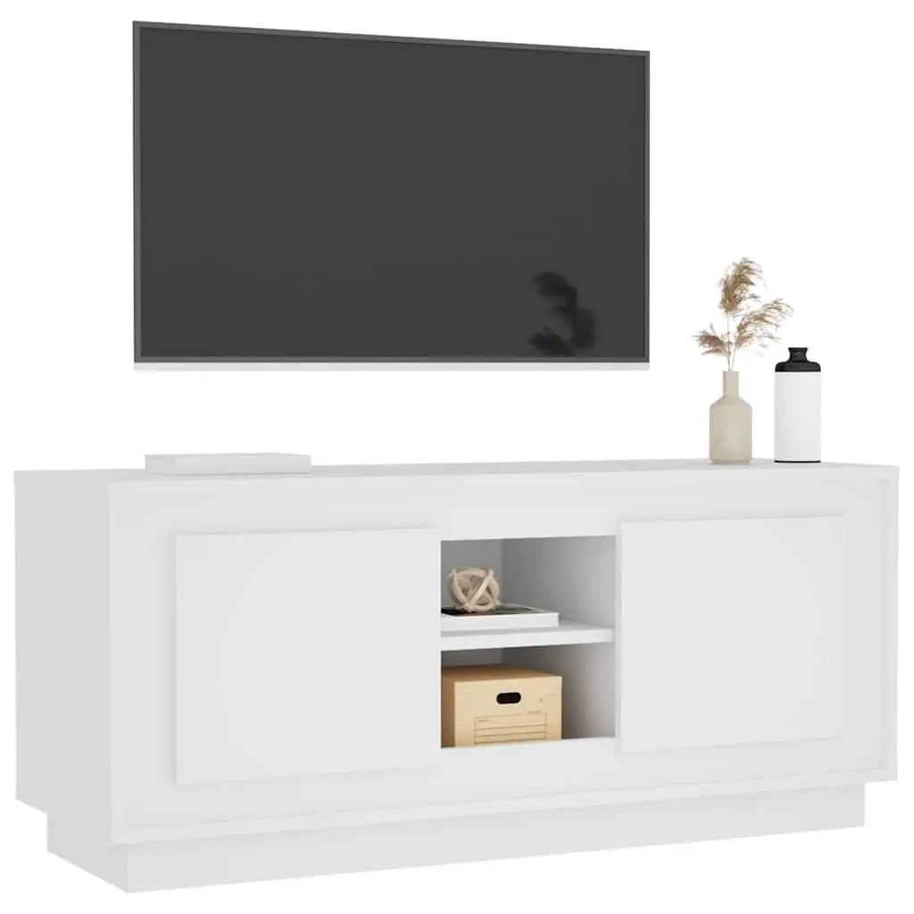 TV Cabinet Engineered Wood Storage Unit 102cm White