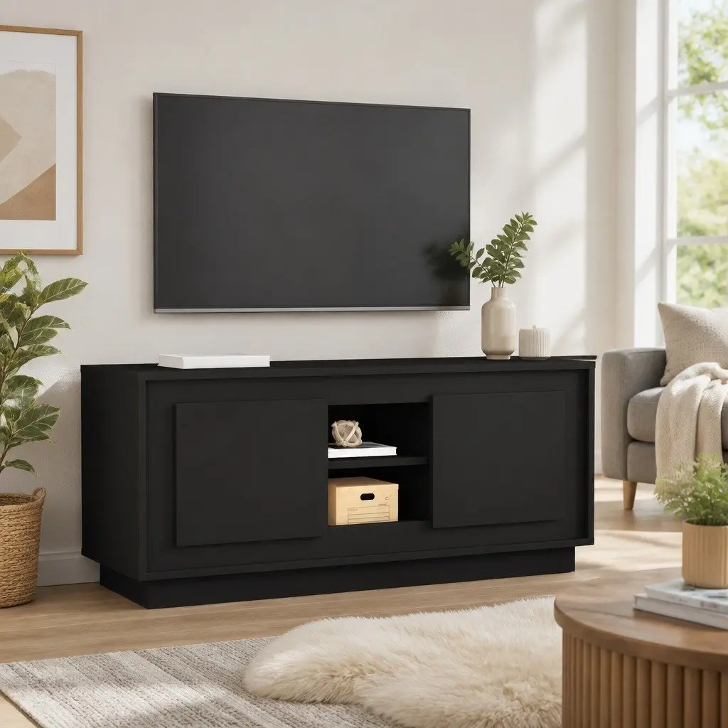 TV Cabinet with Storage Compartments 102x35x45 cm Black