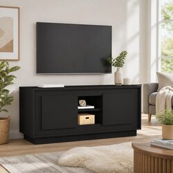 Black Media Storage Unit TV Cabinet 102x35x45 cm