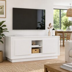 Engineered Wood TV Cabinet in White High Gloss Finish