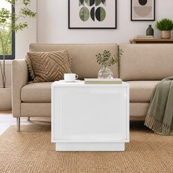 Functional White Coffee Table Storage Cabinet in Engineered Wood
