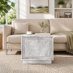Engineered Wood Grey Coffee Table with Storage Features