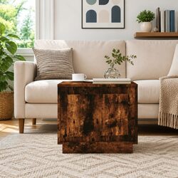 Engineered Wood Coffee Table with Hinged Storage Door