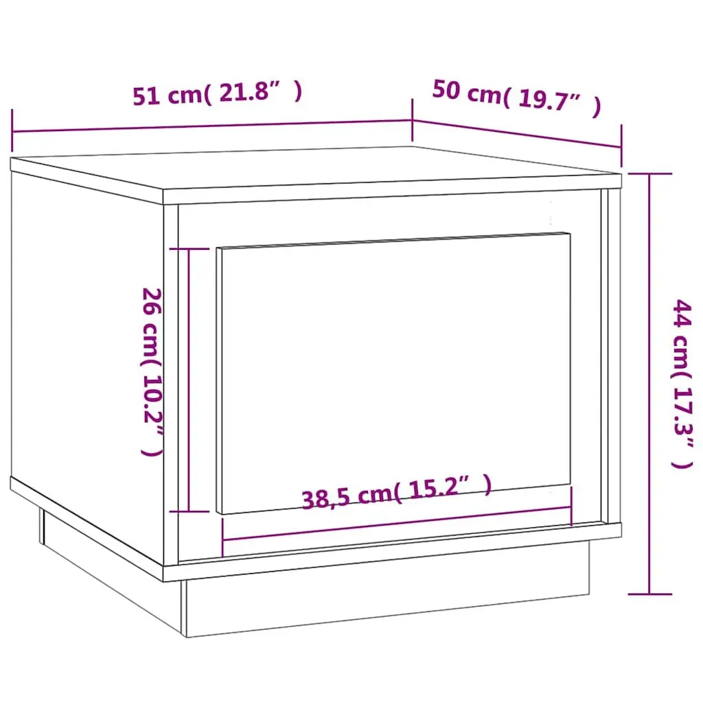 Coffee Table with Storage Door Engineered Wood 51 x 50 x 44 cm Smoked Oak
