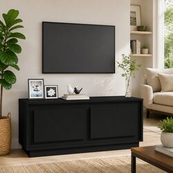 Black Coffee Table with Two Storage Compartments