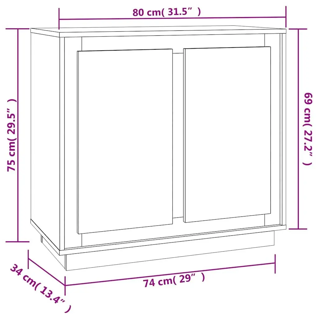 Engineered Wood Sideboard Brown Storage Cabinet 80x34x75cm Buffet Unit