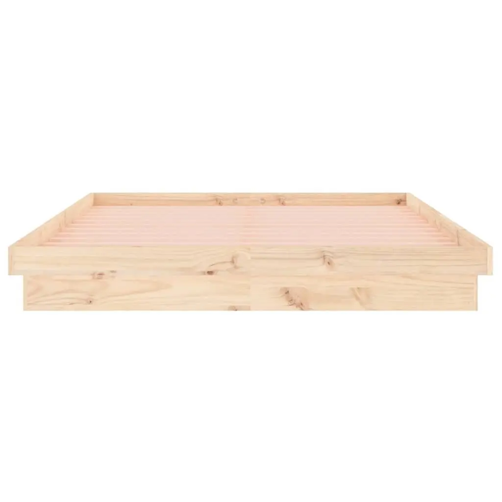 Solid Wood Bed Frame with LED Lighting 150x200 cm Brown