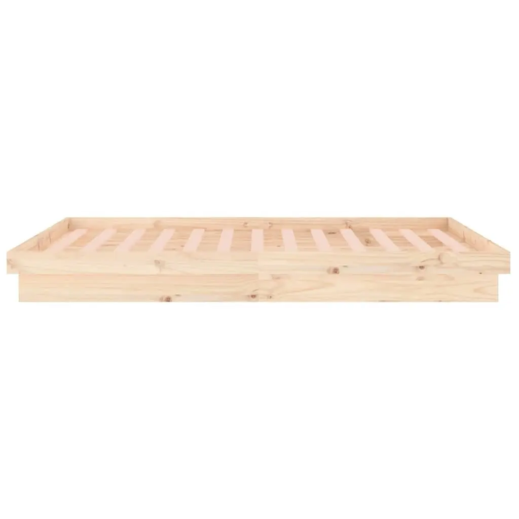 Solid Wood Bed Frame with LED Lighting 150x200 cm Brown