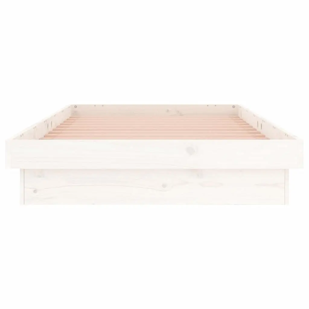 LED Bed Frame with Remote Control Lights 90x190cm White Solid Pine Wood Slatted Base