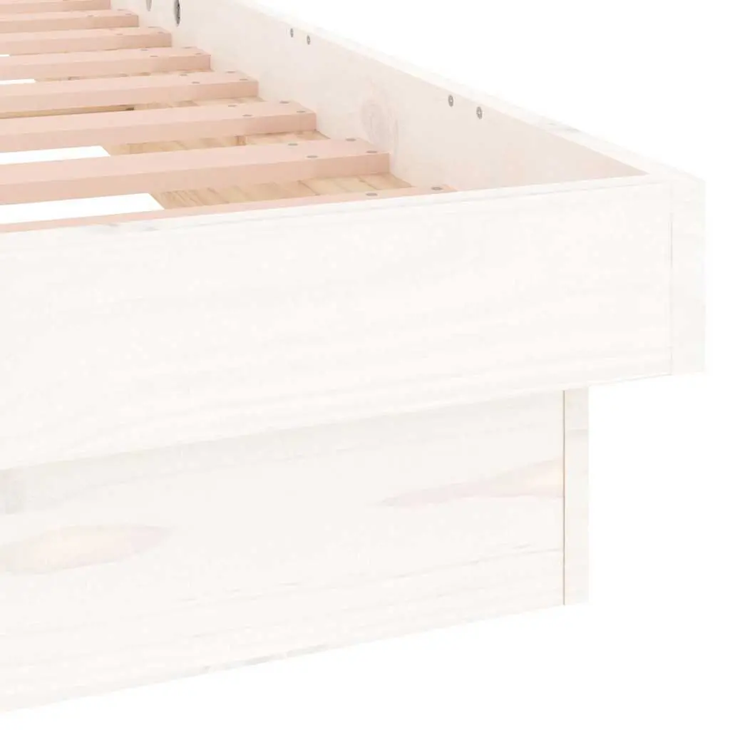 LED Bed Frame with Remote Control Lights 90x190cm White Solid Pine Wood Slatted Base