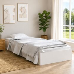 Single Bed Frame 90x190 cm White Solid Pine